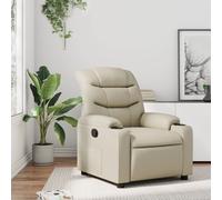 vidaXL Sillón reclinable Relax con reposabrazos, asiento ajustable, cuero sintético Crema