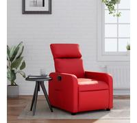 vidaXL Sillón reclinable con respaldo y reposabrazos, asiento ajustable, cuero sintético rojo