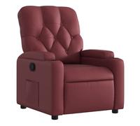 Vidaxl sillón reclinable de cuero sintético rojo tinto