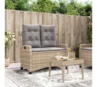 vidaXL Sillón reclinable de jardín con cojines ratán sintético beige