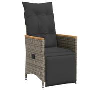 vidaXL Sillón reclinable de jardín con Cojines ratán sintético Gris, Silla de Patio reclinable, Asiento de jardín reclinable, Tumbona