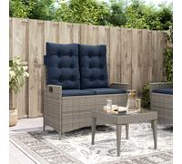 vidaXL Sillón reclinable de jardín con cojines ratán sintético gris