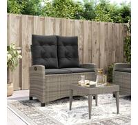 vidaXL Sillón reclinable de jardín con cojines ratán sintético gris