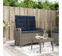 vidaXL Sillón reclinable de jardín con cojines ratán sintético gris