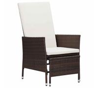vidaXL Sillón reclinable de jardín con cojines ratán sintético marrón