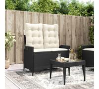vidaXL Sillón reclinable de jardín con cojines ratán sintético negro