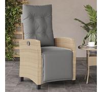 vidaXL Sillón reclinable de jardín con reposapiés ratán PE beige mixto