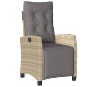 vidaXL Sillón reclinable de jardín con reposapiés ratán PE Beige Mixto