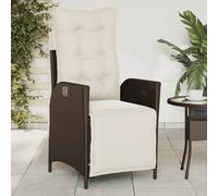 vidaXL Sillón reclinable de jardín con reposapiés ratán PE marrón