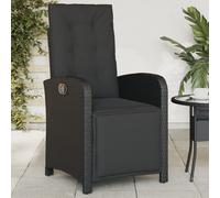 vidaXL Sillón reclinable de jardín con reposapiés ratán PE negro