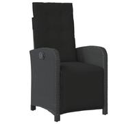 vidaXL Sillón Reclinable de Jardín con Reposapiés, Silla con Respaldo, Asiento Exterior, Sillón Descanso para Terraza Patio, Ratán PE Negro