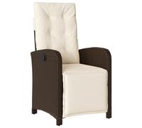 vidaXL Sillón Reclinable de Jardín con Reposapiés, Silla con Respaldo, Asiento Exterior, Sillón Descanso para Terraza Patio, Ratán PE Marrón