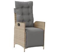 vidaXL Sillón Reclinable de Jardín con Reposapiés, Sofá Exterior, Banco de Parque, Mueble Asiento para Patio Balcón, Ratán PE Beige Mixto