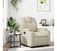Sillón Reclinable De Piel Sintética Color Crema Vidaxl
