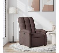 vidaXL Sillón reclinable de tela marrón oscuro con empuje manual