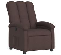 vidaXL Sillón reclinable de tela marrón oscuro con empuje manual