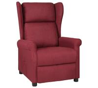 vidaXL Sillón reclinable de tela Multicolor Rojo vino tinto