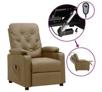 vidaXL Sillón reclinable eléctrico de cuero sintético color capuchino
