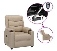 vidaXL Sillón reclinable eléctrico de cuero sintético color capuchino