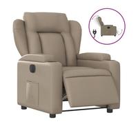 vidaXL Sillón reclinable eléctrico de cuero sintético color capuchino