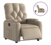 Vidaxl sillón reclinable eléctrico de cuero sintético color capuchino