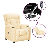 vidaXL Sillón reclinable eléctrico de cuero sintético crema