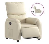 vidaXL Sillón reclinable eléctrico de cuero sintético Negro Cream