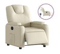 Vidaxl sillón reclinable eléctrico de cuero sintético crema