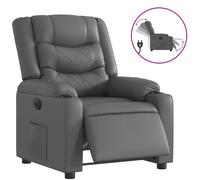 vidaXL Sillón reclinable eléctrico de cuero sintético gris
