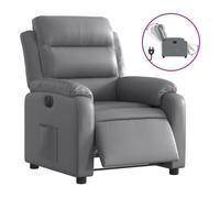 vidaXL Sillón reclinable eléctrico de cuero sintético gris