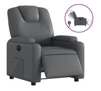 Vidaxl sillón reclinable eléctrico de cuero sintético gris