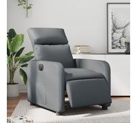 vidaXL Sillón reclinable eléctrico, respaldo y reposabrazos, asiento ajustable, cuero sintético gris