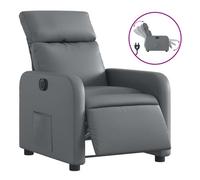 vidaXL Sillón reclinable eléctrico, respaldo y reposabrazos, asiento ajustable, cuero sintético gris