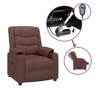 vidaXL Sillón reclinable eléctrico de cuero sintético marrón