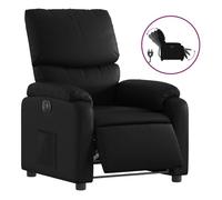 vidaXL Sillón reclinable eléctrico orejero relax TV, asiento ajustable, cuero sintético negro