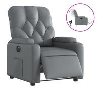 vidaXL Sillón reclinable eléctrico de cuero sintético Negro, Gris, Sillon Dormitorio Sillon Comodos Silla Relax Sillón Sofá Grey