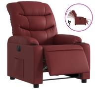 Vidaxl Sillón Reclinable Eléctrico de Cuero Sintético Negro Red wine