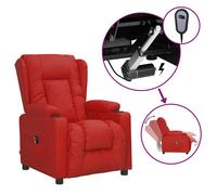 vidaXL Sillón reclinable eléctrico de cuero sintético rojo tinto