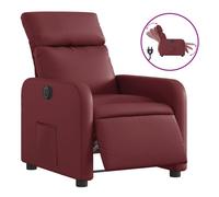 vidaXL Sillón reclinable eléctrico, asiento ajustable, cuero sintético rojo tinto