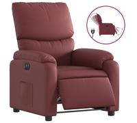 vidaXL Sillón reclinable eléctrico de cuero sintético rojo tinto
