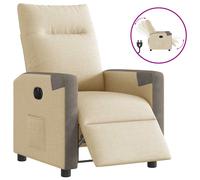 vidaXL Sillón reclinable eléctrico de tela crema