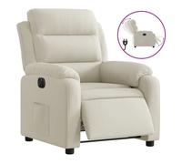 vidaXL Sillón reclinable eléctrico orejero ajustable con reposabrazos – terciopelo blanco crema