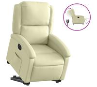 vidaXL Sillón reclinable eléctrico elevable cuero auténtico crema