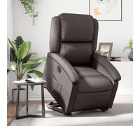 vidaXL Sillón reclinable eléctrico con pie cuero auténtico marrón oscuro