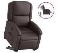 vidaXL Sillón reclinable eléctrico pie cuero auténtico marrón oscuro