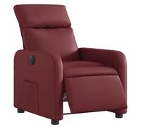 vidaXL Sillón Reclinable Eléctrico, Silla con Respaldo Reposabrazos, Sillón de Relax Descanso, Asiento Ajustable, Cuero Sintético Rojo Tinto