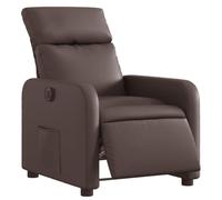 vidaXL Sillón Reclinable Eléctrico, Silla con Respaldo Reposabrazos, Sillón de Relax Descanso, Asiento Ajustable, Cuero Sintético Marrón