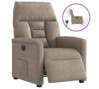 Vidaxl Sillón Reclinable Eléctrico Tela De Microfibra Gris Taupe