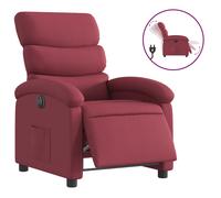 vidaXL Sillón reclinable eléctrico de tela – rojo tinto