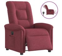 vidaXL Sillón reclinable eléctrico tela rojo tinto